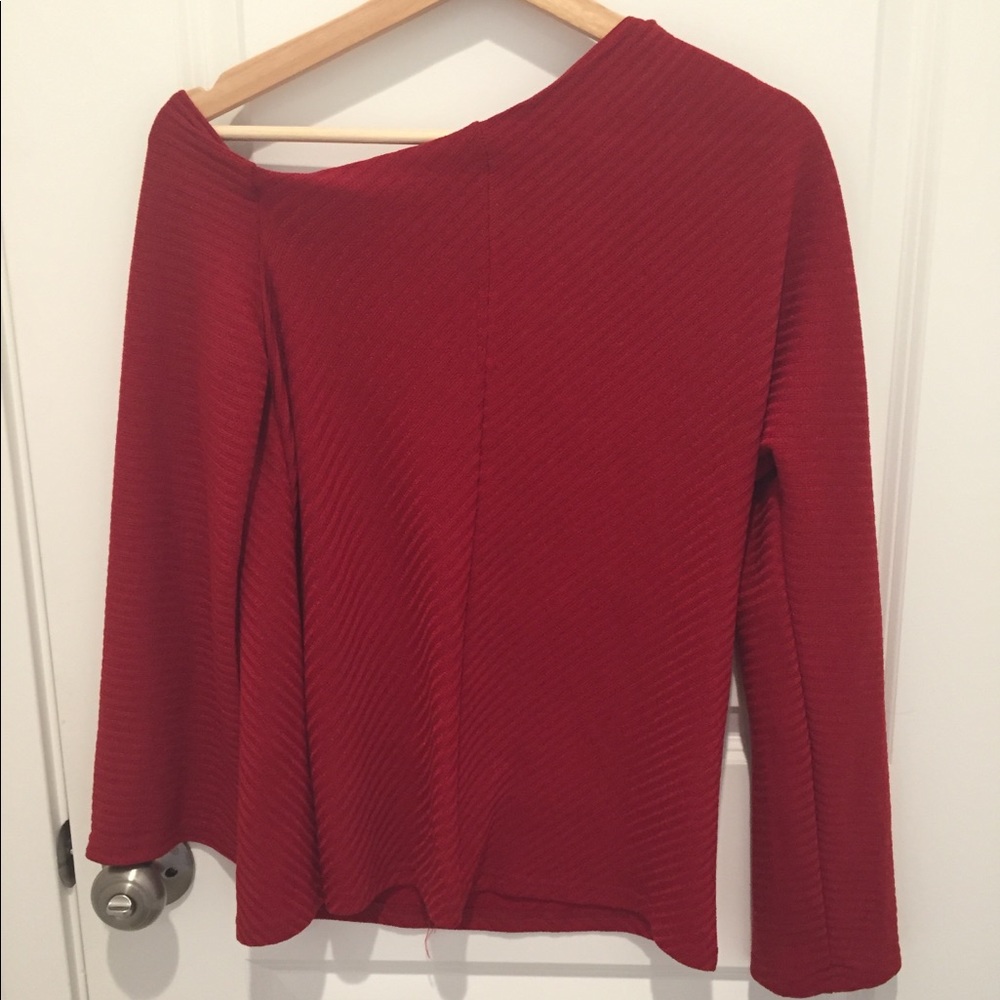 Asymmetrical Off shoulder knit top, bell sleeves
